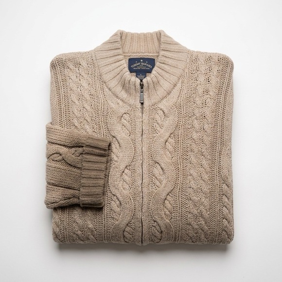 Indigo Palms Tommy Bahama Other - Tommy Bahama Indigo Palms Cable Knit Sweater Full Zip Wool Blend Chunky M Large